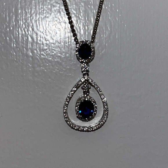 Spark 18k diamond and sapphire necklace -RARE- - Picture 11 of 13
